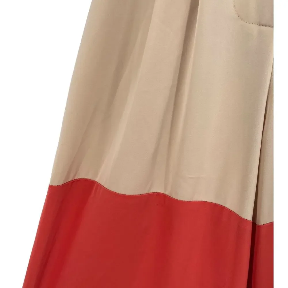 Kimberly Goldson pants Liza Satin colorblock wide leg trousers size 2 - Picture 4 of 8